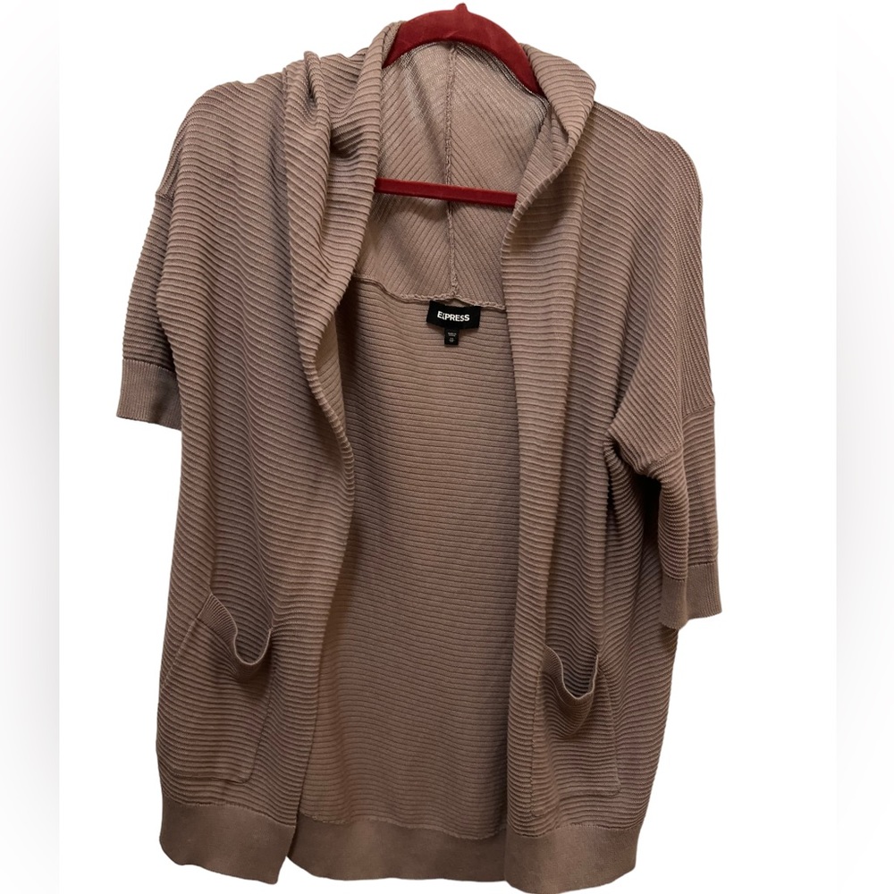 Express Open Front Knit Taupe Sweater Size XS